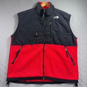 The North Face Vest Mens XL Red Black Fleece Zip Front Puffer Outdoor Hiking